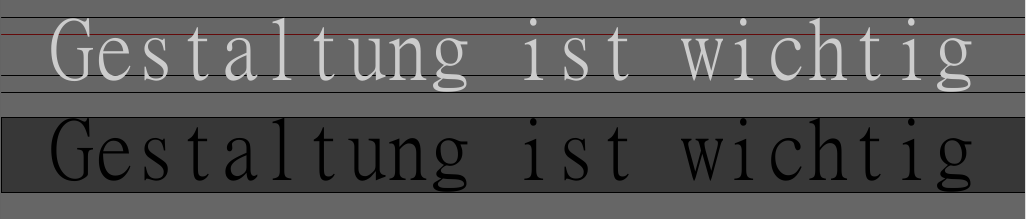 Schriftschnitt Fake x-Linie