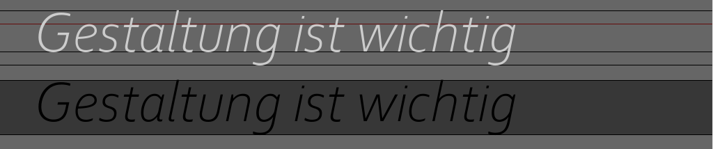Schriftschnitt Fake x-Linie
