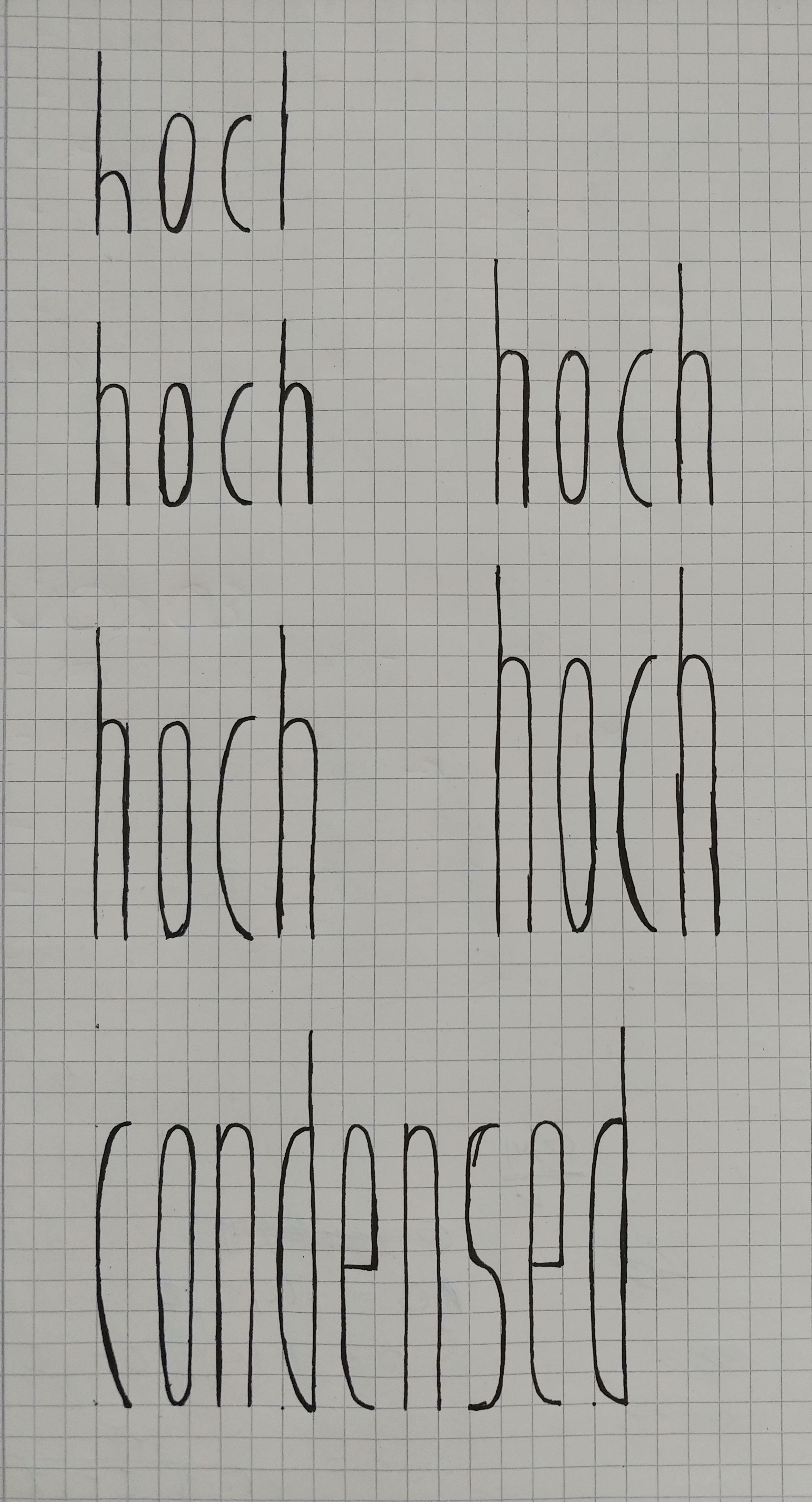 Handlettering: hohe/condensed Schrift