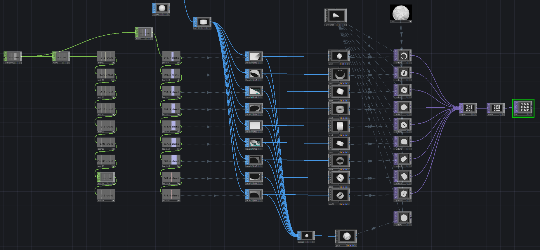 Touchdesigner-Projekt: Formenvielfalt